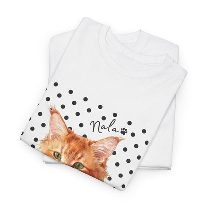 Cat Portrait T-Shirt — Polka Dot Orange Tabby "Relax" Tee