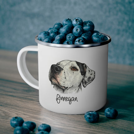 Enamel Camping Mug — Personalized Dog Portrait 'Kona' Camper Coffee Cup