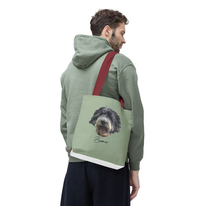 Dog Portrait Tote Bag — Custom Pet Face Print (e.g., “Boomer”)