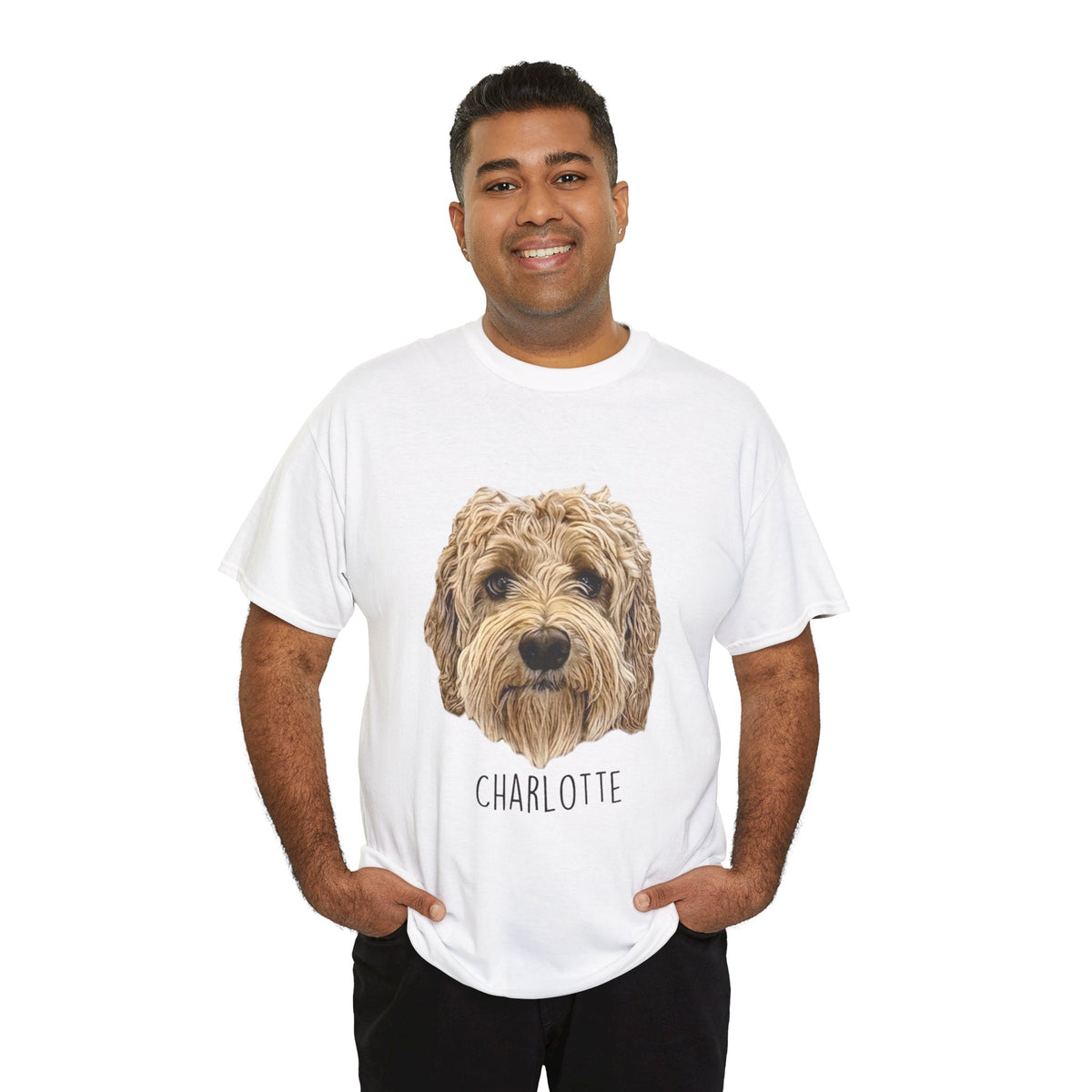 Personalized Dog Portrait T-Shirt — "Charlotte" Labradoodle Tee