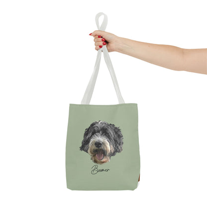 Dog Portrait Tote Bag — Custom Pet Face Print (e.g., “Boomer”)