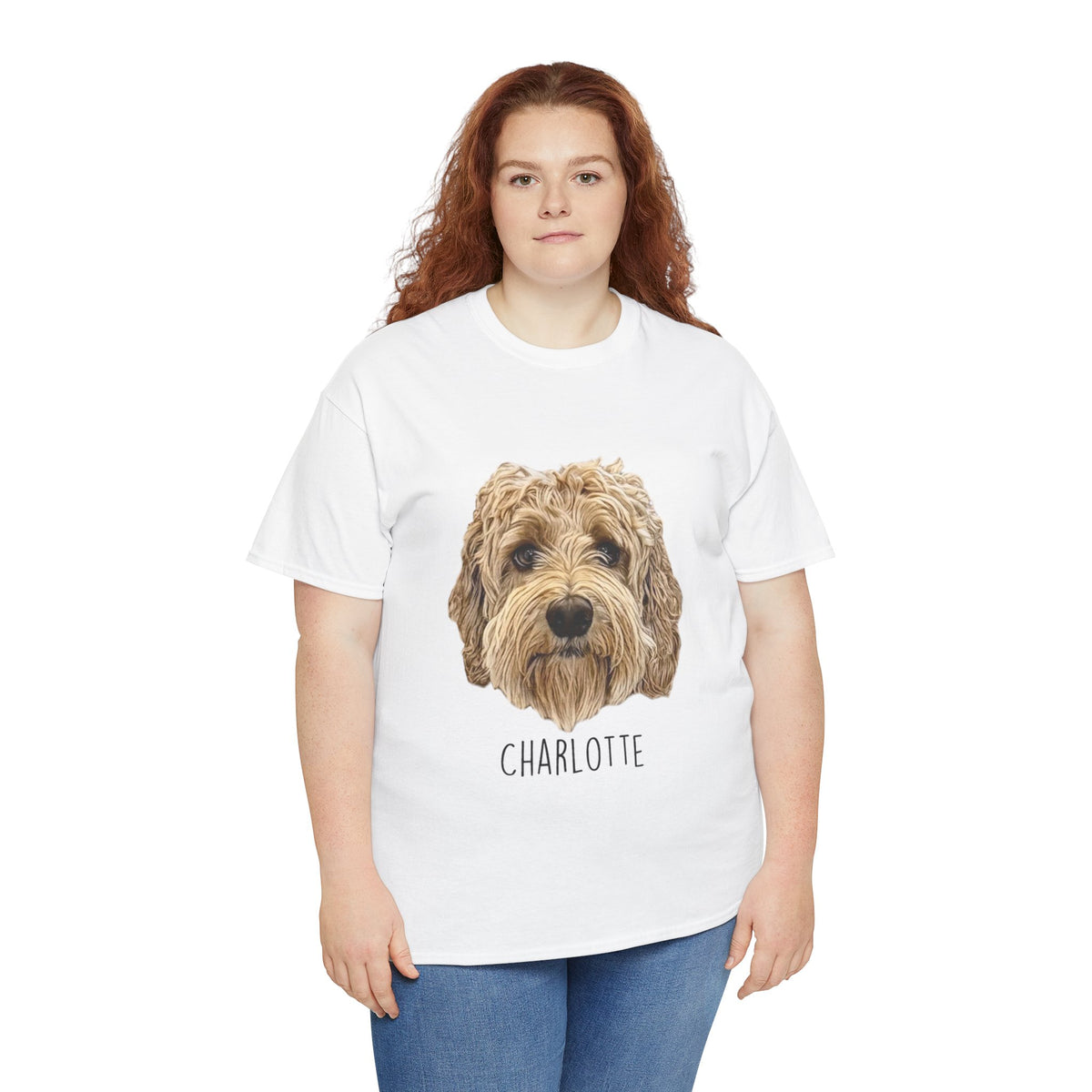 Personalized Dog Portrait T-Shirt — "Charlotte" Labradoodle Tee