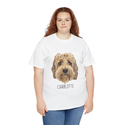 Personalized Dog Portrait T-Shirt — "Charlotte" Labradoodle Tee