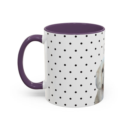 Personalized Dog Photo Polka Dot Accent Coffee Mug (11/15oz) — Custom Name "Sopy"