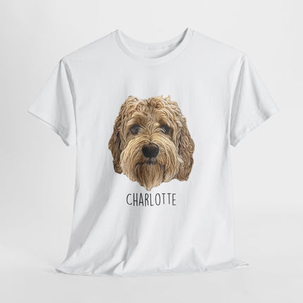 Personalized Dog Portrait T-Shirt — "Charlotte" Labradoodle Tee