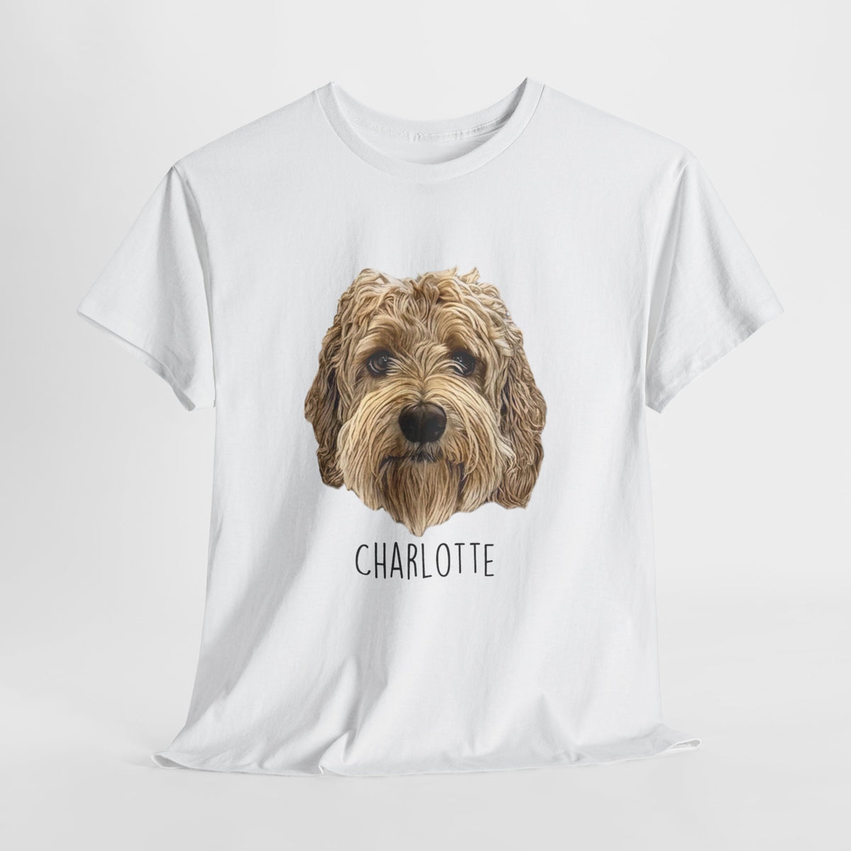 Personalized Dog Portrait T-Shirt — "Charlotte" Labradoodle Tee