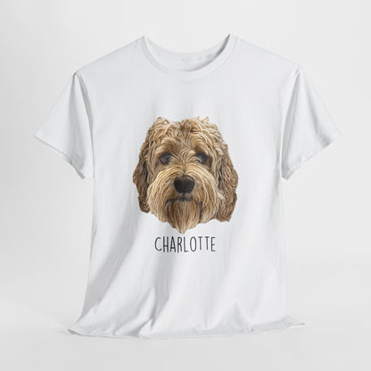 Personalized Dog Portrait T-Shirt — "Charlotte" Labradoodle Tee