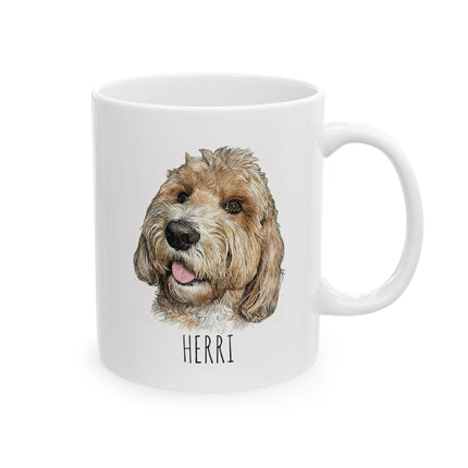 Dog Portrait Mug — Personalized Pet Name Ceramic Coffee Cup (11oz, 15oz)