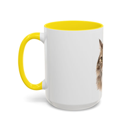 Cat Portrait Accent Coffee Mug – Personalized “Micky” Cat Face Coffee Cup (11/15oz)