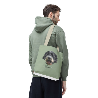 Dog Portrait Tote Bag — Custom Pet Face Print (e.g., “Boomer”)