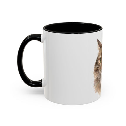 Cat Portrait Accent Coffee Mug – Personalized “Micky” Cat Face Coffee Cup (11/15oz)
