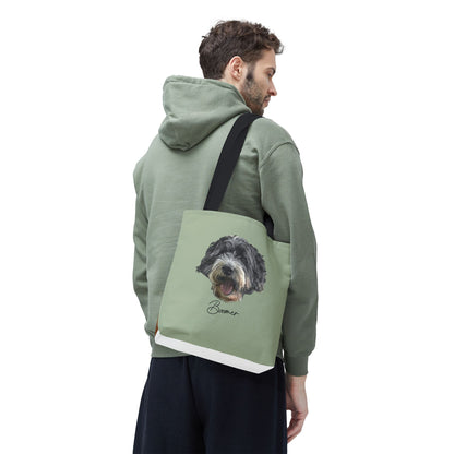 Dog Portrait Tote Bag — Custom Pet Face Print (e.g., “Boomer”)
