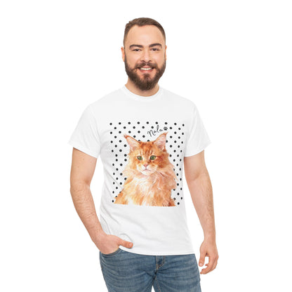 Cat Portrait T-Shirt — Polka Dot Orange Tabby "Relax" Tee