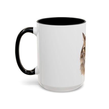 Cat Portrait Accent Coffee Mug – Personalized “Micky” Cat Face Coffee Cup (11/15oz)