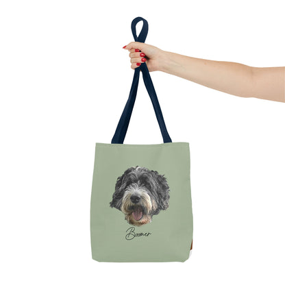 Dog Portrait Tote Bag — Custom Pet Face Print (e.g., “Boomer”)