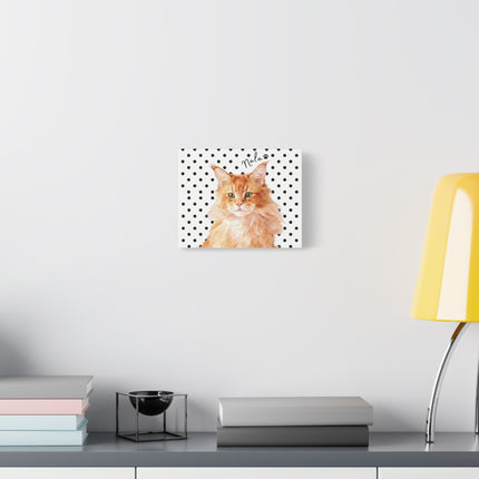Personalized Orange Tabby Cat Canvas — 'Nala' Polka Dot Wall Art