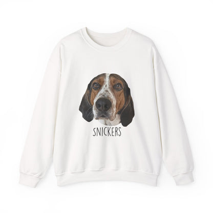 Dog Portrait Sweatshirt — Personalized "Snickers" Hound Face Crewneck
