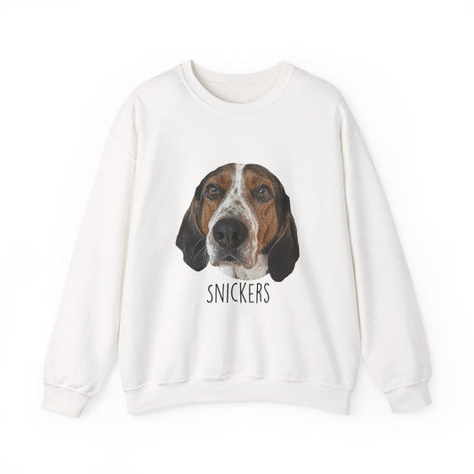 Dog Portrait Sweatshirt — Personalized "Snickers" Hound Face Crewneck