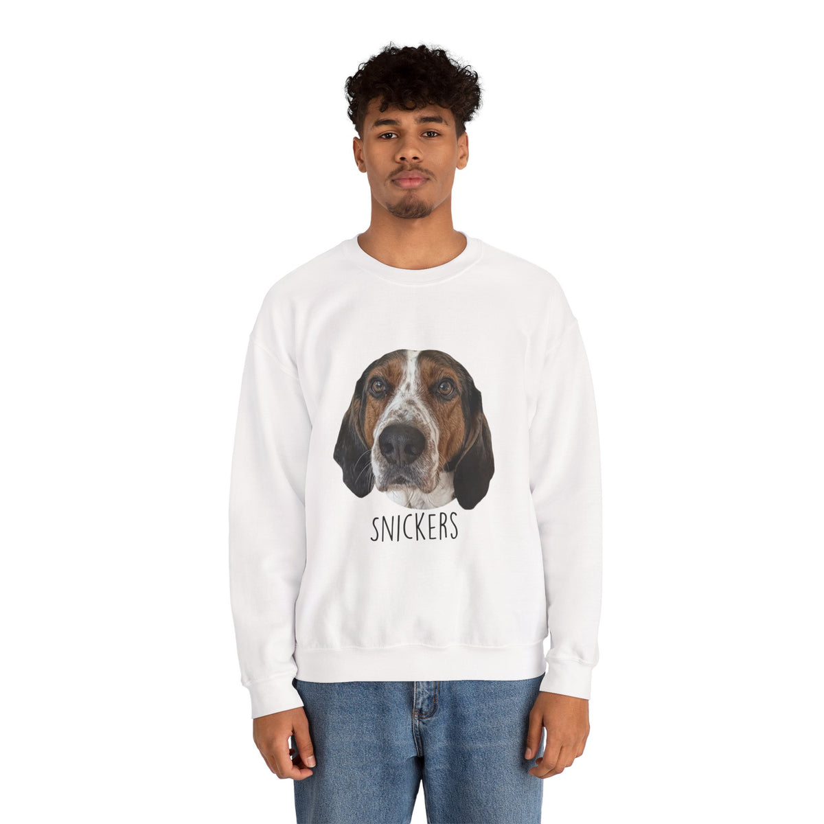 Dog Portrait Sweatshirt — Personalized "Snickers" Hound Face Crewneck