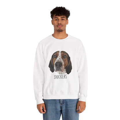 Dog Portrait Sweatshirt — Personalized "Snickers" Hound Face Crewneck