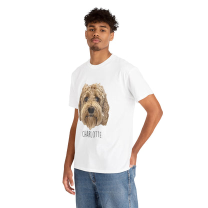 Personalized Dog Portrait T-Shirt — "Charlotte" Labradoodle Tee