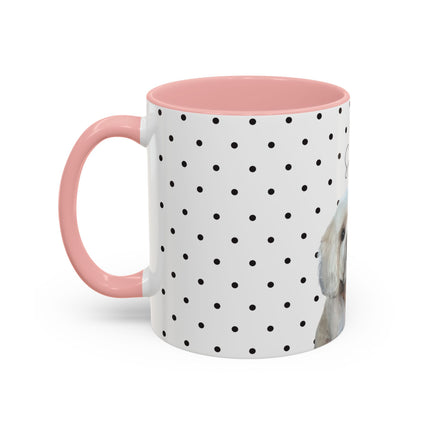 Personalized Dog Photo Polka Dot Accent Coffee Mug (11/15oz) — Custom Name "Sopy"