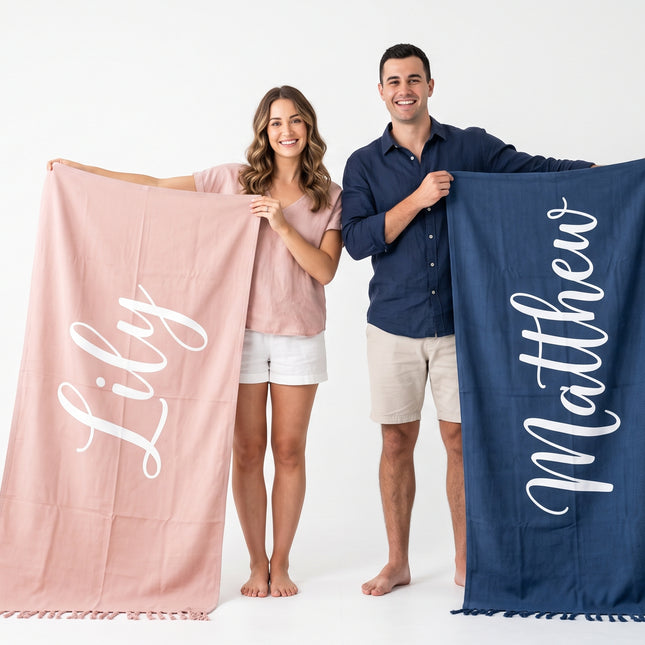 Mr and Mrs Beach Personalized Beach Towels
