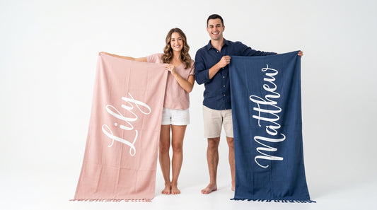 Mr and Mrs Beach Personalized Beach Towels