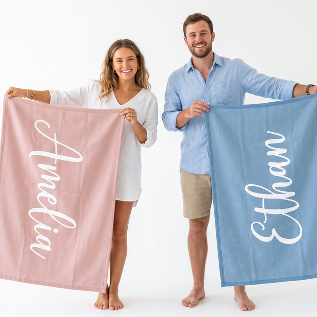 Mr and Mrs Beach Personalized Beach Towels