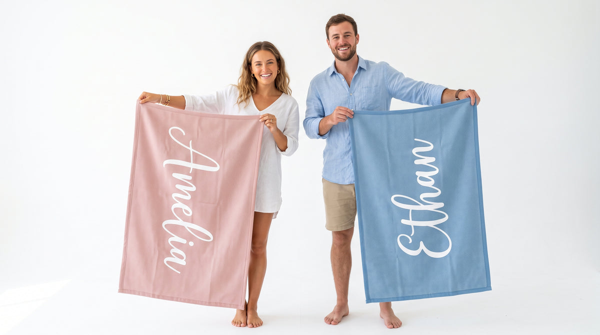Mr and Mrs Beach Personalized Beach Towels