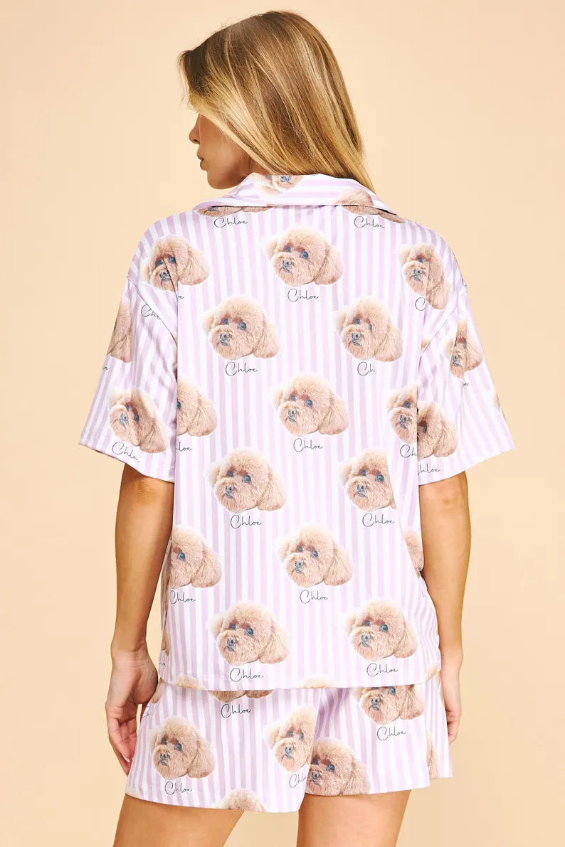 Custom Pet Portrait Pajama Set (Top & Bottom) Using Pet Photo - CustomCooper