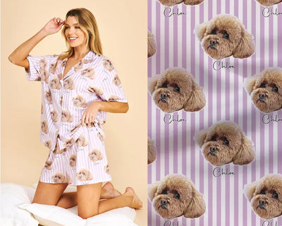 Custom Pet Portrait Pajama Set (Top & Bottom) Using Pet Photo - CustomCooper