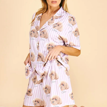 Custom Pet Portrait Pajama Set (Top & Bottom) Using Pet Photo - CustomCooper