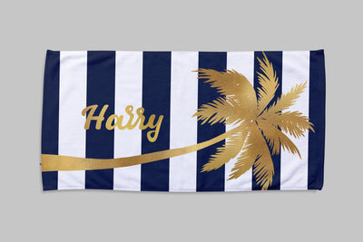 Gold Palm Tree Personalized Beach Towel Personalized Name Bath Towel Custom Pool Towel Beach Towel With Name Outside Birthday Vacation Gift