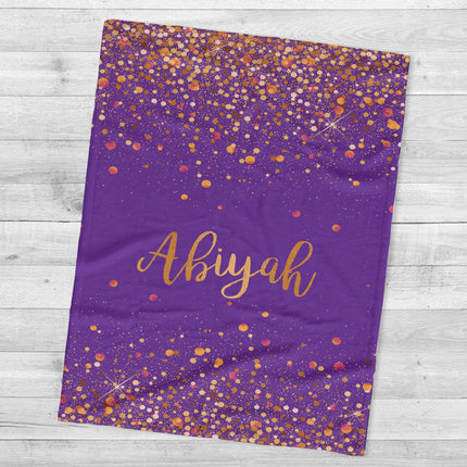 Personalized Gold Glitter Style Blanket, Custom Minky Fleece Blanket