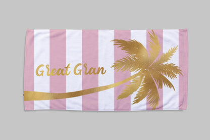Gold Palm Tree Personalized Beach Towel Personalized Name Bath Towel Custom Pool Towel Beach Towel With Name Outside Birthday Vacation Gift