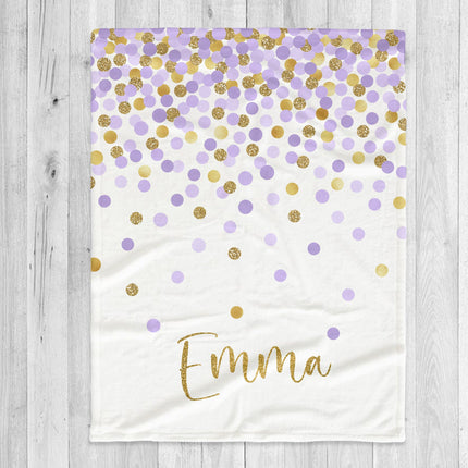 Personalized Minky Blanket: Sparkling Multi-Dot Design, Custom Name Gift