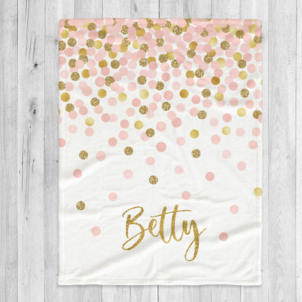 Personalized Minky Blanket: Sparkling Multi-Dot Design, Custom Name Gift