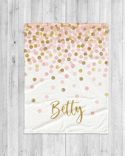 Personalized Minky Blanket: Sparkling Multi-Dot Design, Custom Name Gift