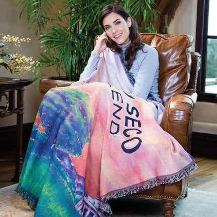 Personalized Four Photo Custom Sublimated Tapestry Woven Cotton Throw - Made in The USA (60"x54")