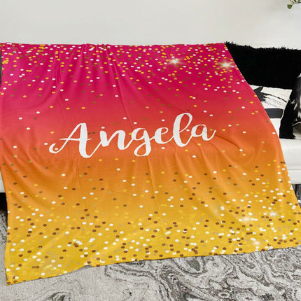 Personalized Glitter Blanket: Custom Name Minky or Sherpa Fleece