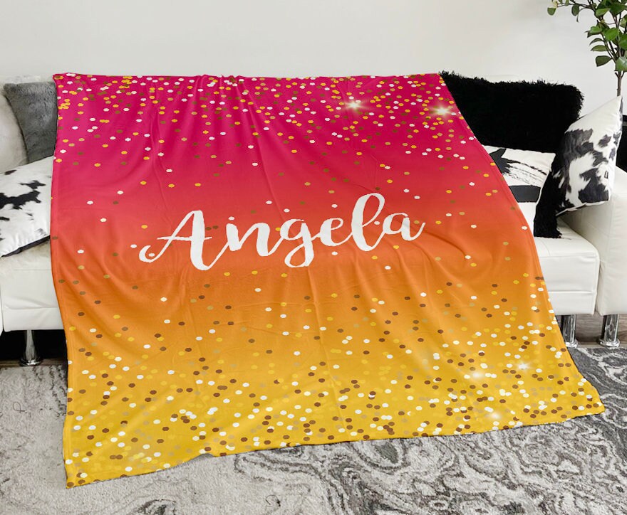 Personalized Glitter Blanket: Custom Name Minky or Sherpa Fleece