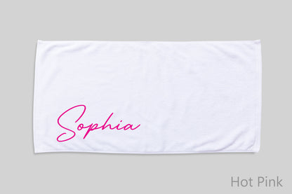 Scripty Signature Style Personalized Beach Towel Personalized Name Pool Towel Beach Towel With Name Outside Birthday Vacation Gift