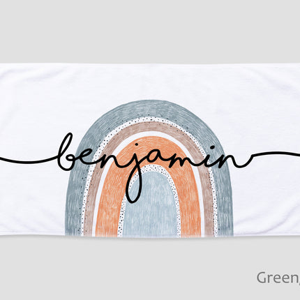 Personalized Rainbow Beach Towel with Name – Custom Bath, Pool Towel, Birthday & Vacation Gift, Soft Absorbent Outdoor Towel