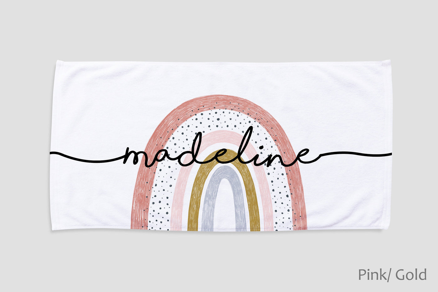 Personalized Rainbow Beach Towel with Name – Custom Bath, Pool Towel, Birthday & Vacation Gift, Soft Absorbent Outdoor Towel