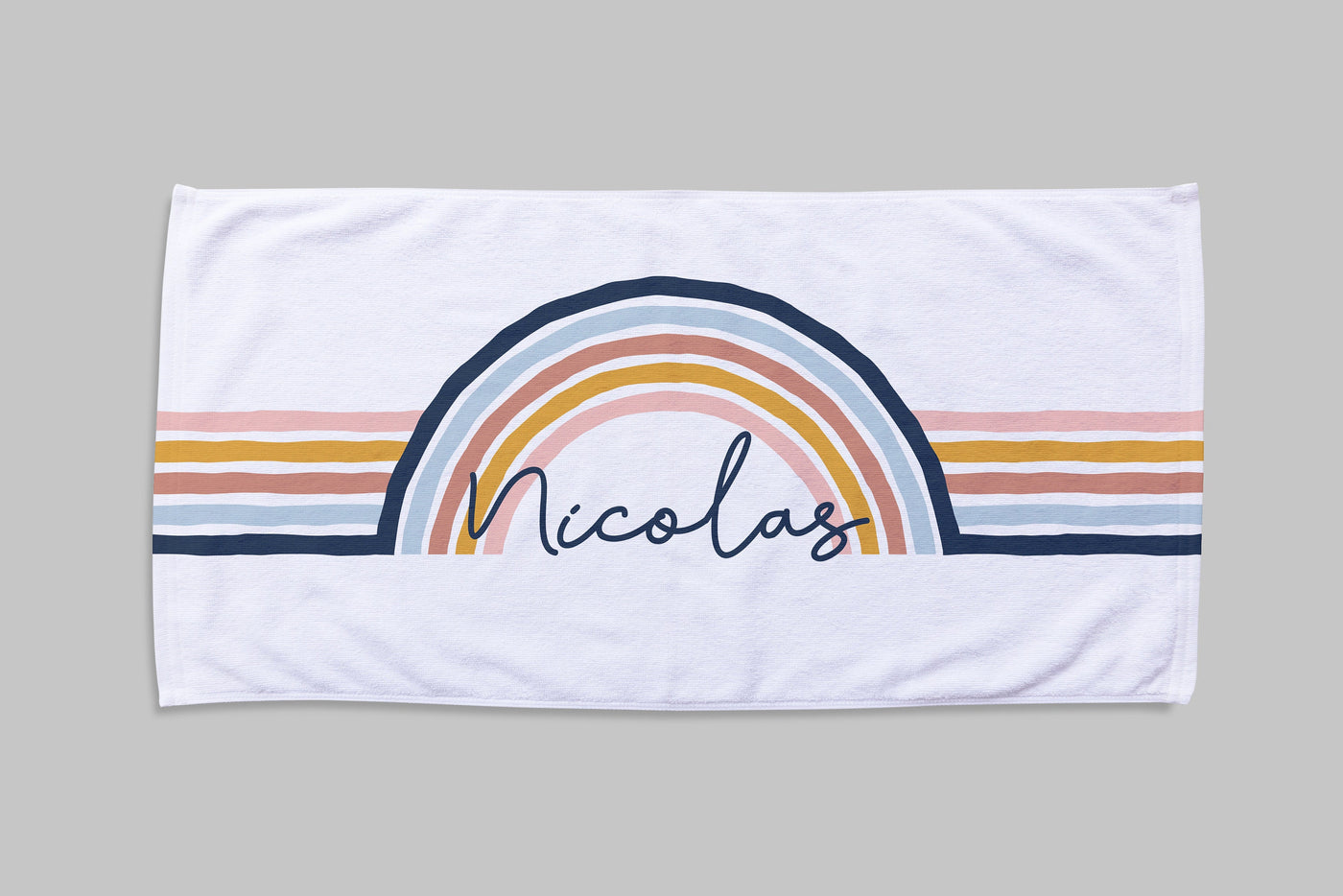 Personalized Rainbow Design Beach Towel Personalized Name Bath Towel Custom Pool Towel Beach Towel With Name Outside Birthday Vacation Gift - CustomCooper
