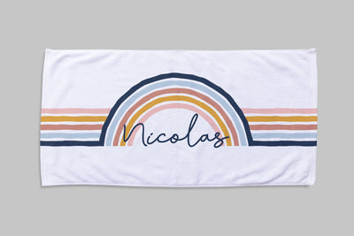 Personalized Rainbow Design Beach Towel Personalized Name Bath Towel Custom Pool Towel Beach Towel With Name Outside Birthday Vacation Gift - CustomCooper