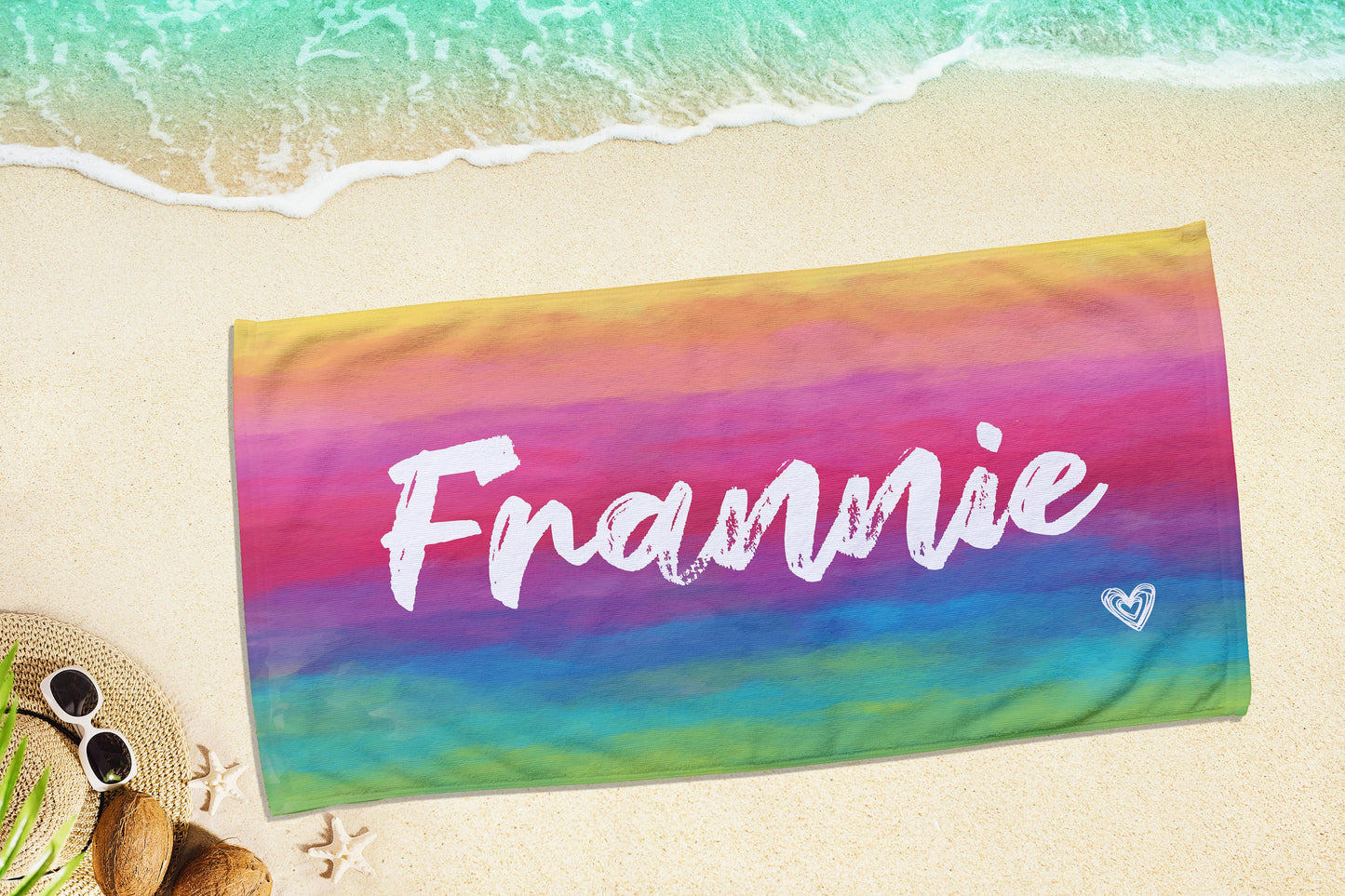 Multi-Color Tie Dye Style Personalized Beach Towel Personalized Name Bath Towel Custom Pool Towel Beach Towel With Name Outside Birthday