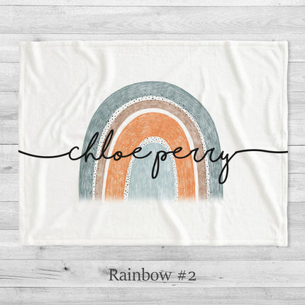 Personalized Rainbow Minky Blanket, Plush Baby Blanket