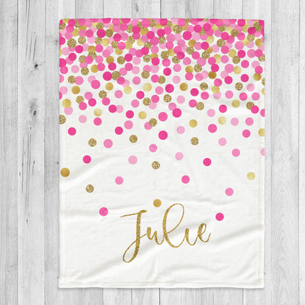 Personalized Minky Blanket: Sparkling Multi-Dot Design, Custom Name Gift